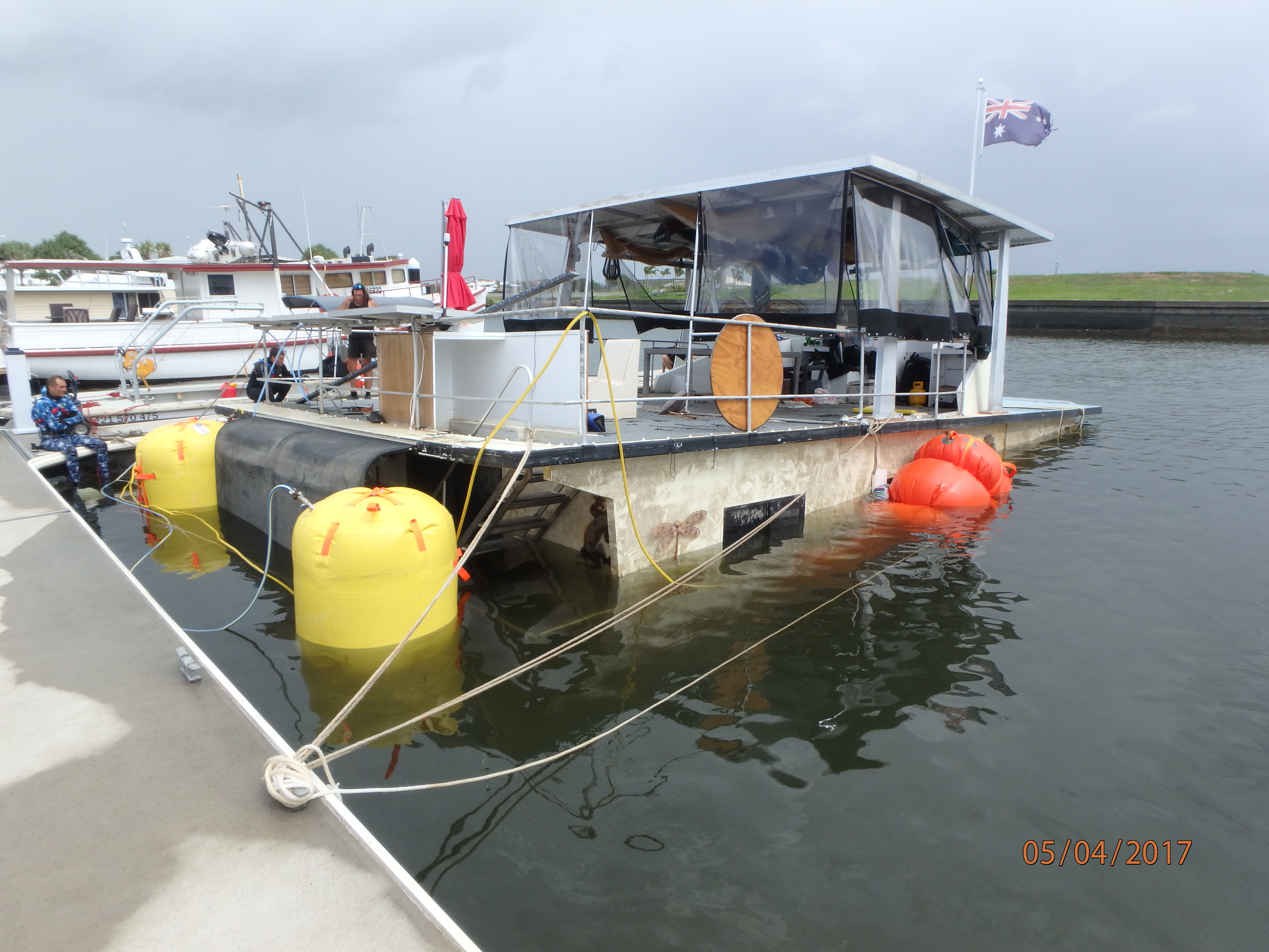 45 Foot houseboat recovery Bribie Island Maritime Recovery Group